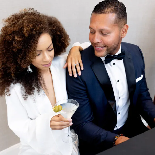 Couple enjoying cocktails together